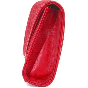 Aleka Tomato Red Velvet Burnout Wide Clutch Bag